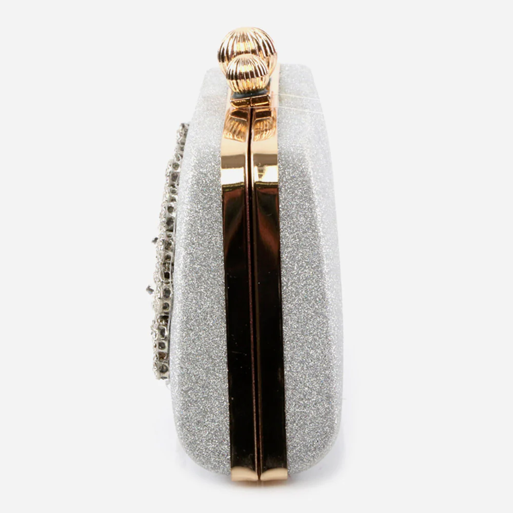 Ladies Evening Party Handbags Broach Detailing Metal Framing Push Lock Bag Birthday Gift for Her - Image 4