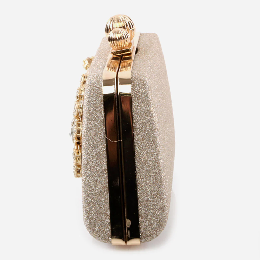 Ladies Evening Party Handbags Broach Detailing Metal Framing Push Lock Bag Birthday Gift for Her - Image 4