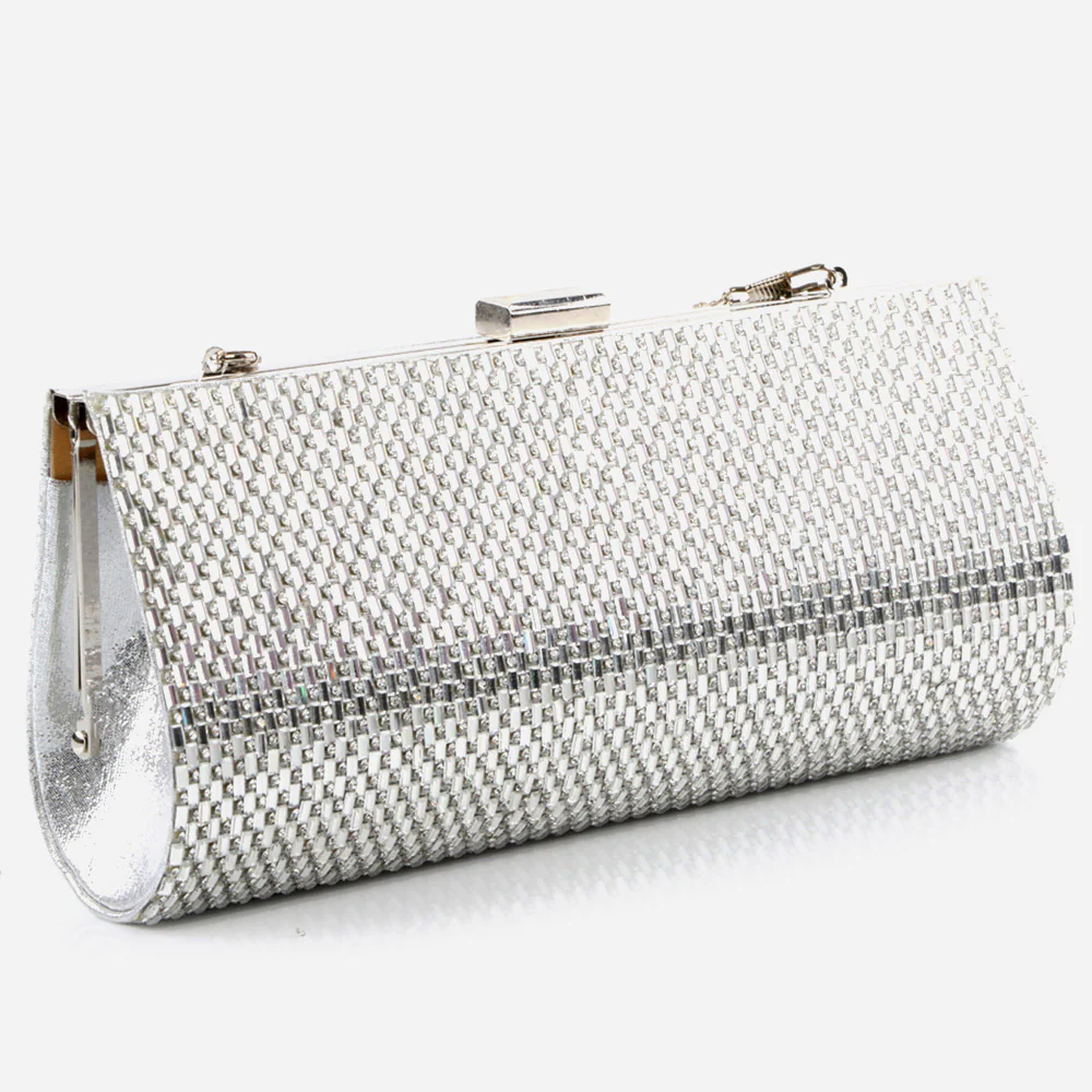 Ladies Evening Party Handbags Shimmery Detailing Metal Handle Carry Bag Birthday Gift for Her
