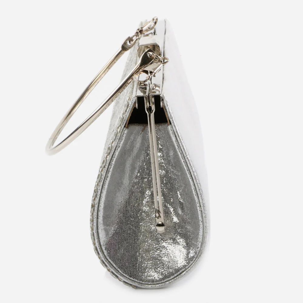 Ladies Evening Party Handbags Shimmery Detailing Metal Handle Carry Bag Birthday Gift for Her - Image 4