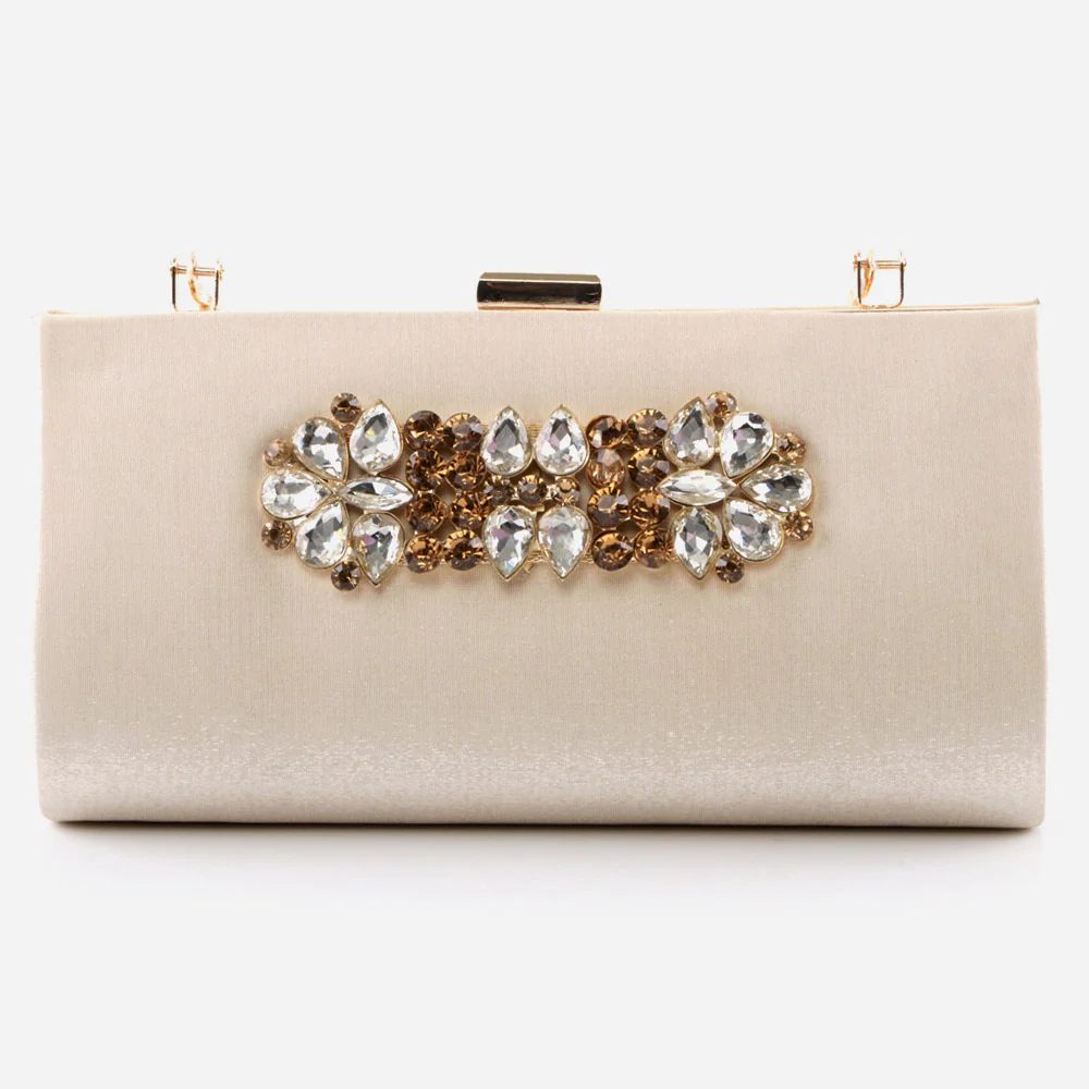 Ladies Evening Wedding Handbag Broach Detailing Metal Framing Push Lock Bag Birthday Gift for Her - Image 3