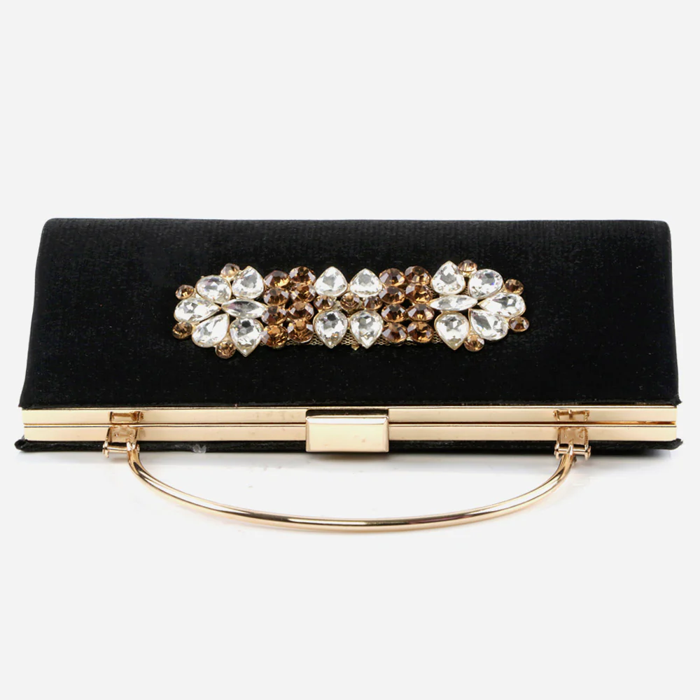 Ladies Evening Wedding Handbag Broach Detailing Metal Framing Push Lock Bag Birthday Gift for Her - Image 2