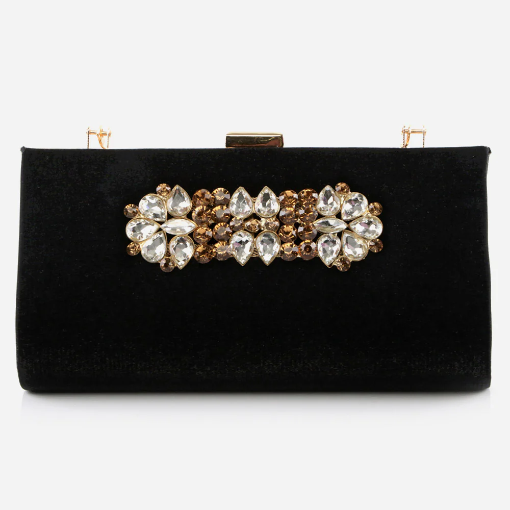 Ladies Evening Wedding Handbag Broach Detailing Metal Framing Push Lock Bag Birthday Gift for Her - Image 3