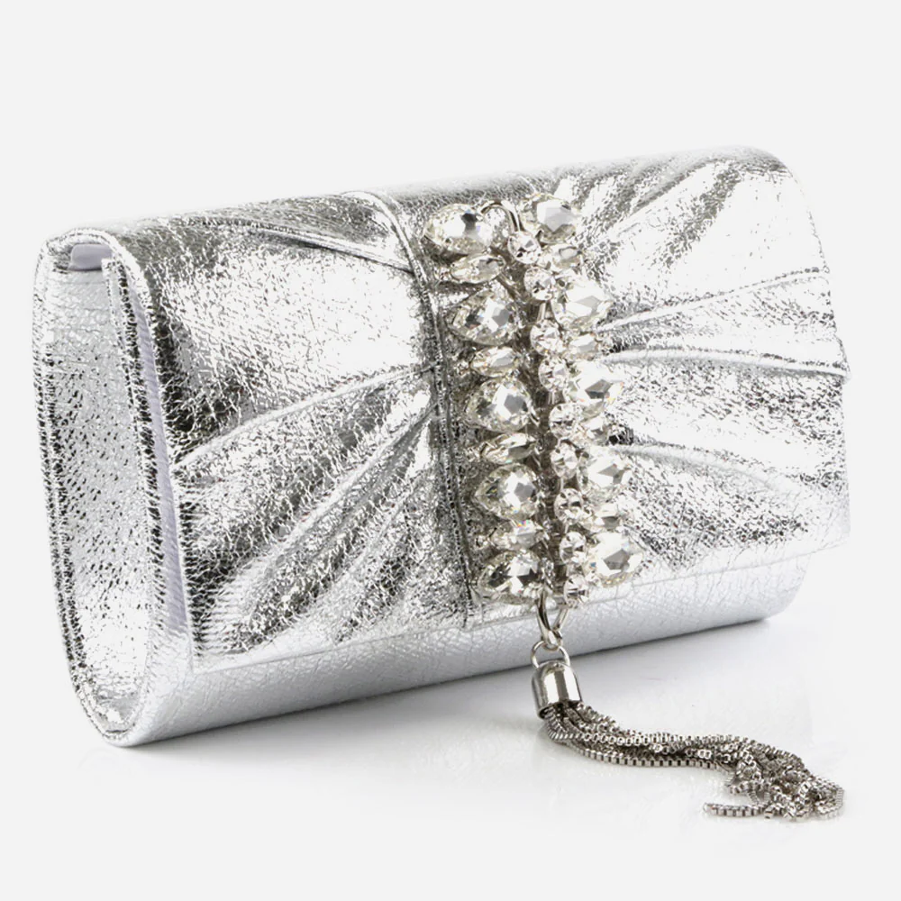 Ladies Shimmery Broach Detailing Evening Clutch Bag Wedding Handbag Prom Purse Party Bags Birthday Gifts for Her