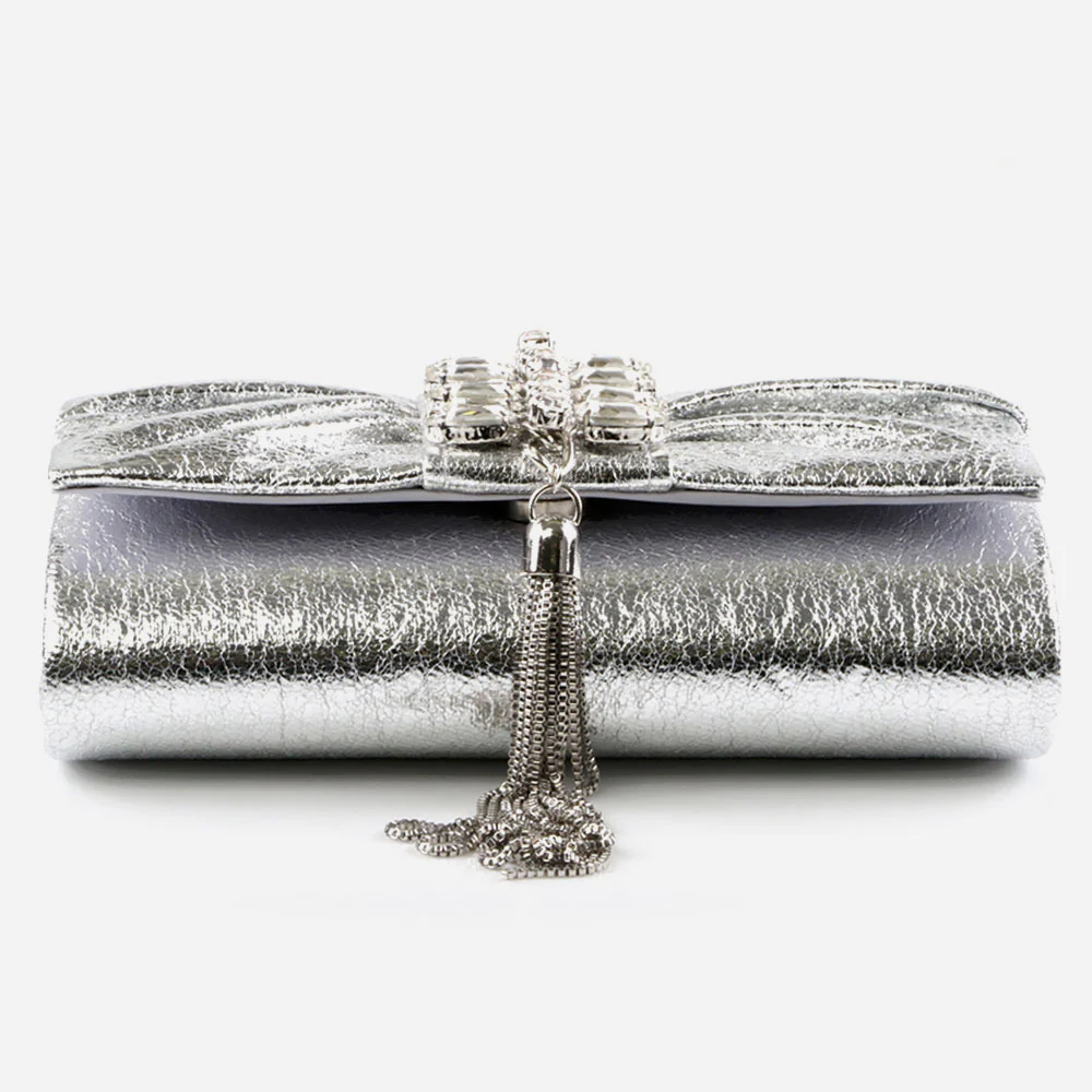 Ladies Shimmery Broach Detailing Evening Clutch Bag Wedding Handbag Prom Purse Party Bags Birthday Gifts for Her - Image 2
