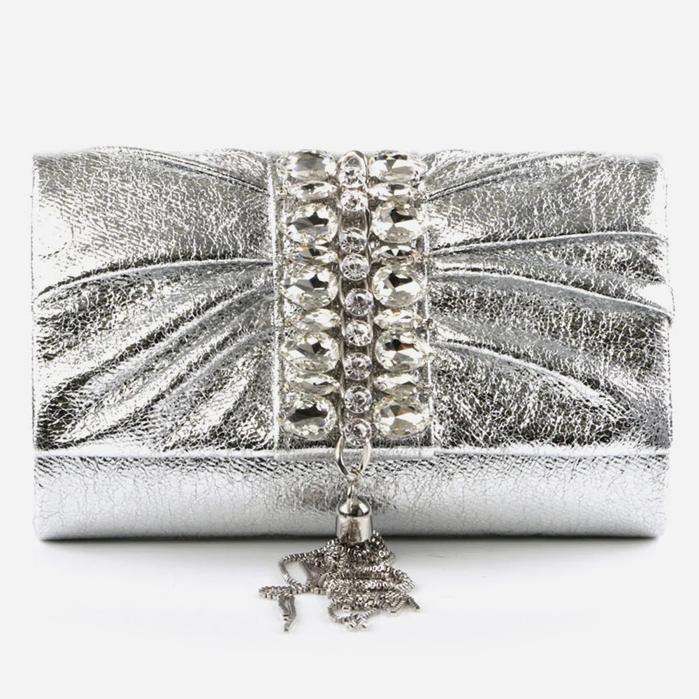 Ladies Shimmery Broach Detailing Evening Clutch Bag Wedding Handbag Prom Purse Party Bags Birthday Gifts for Her - Image 3