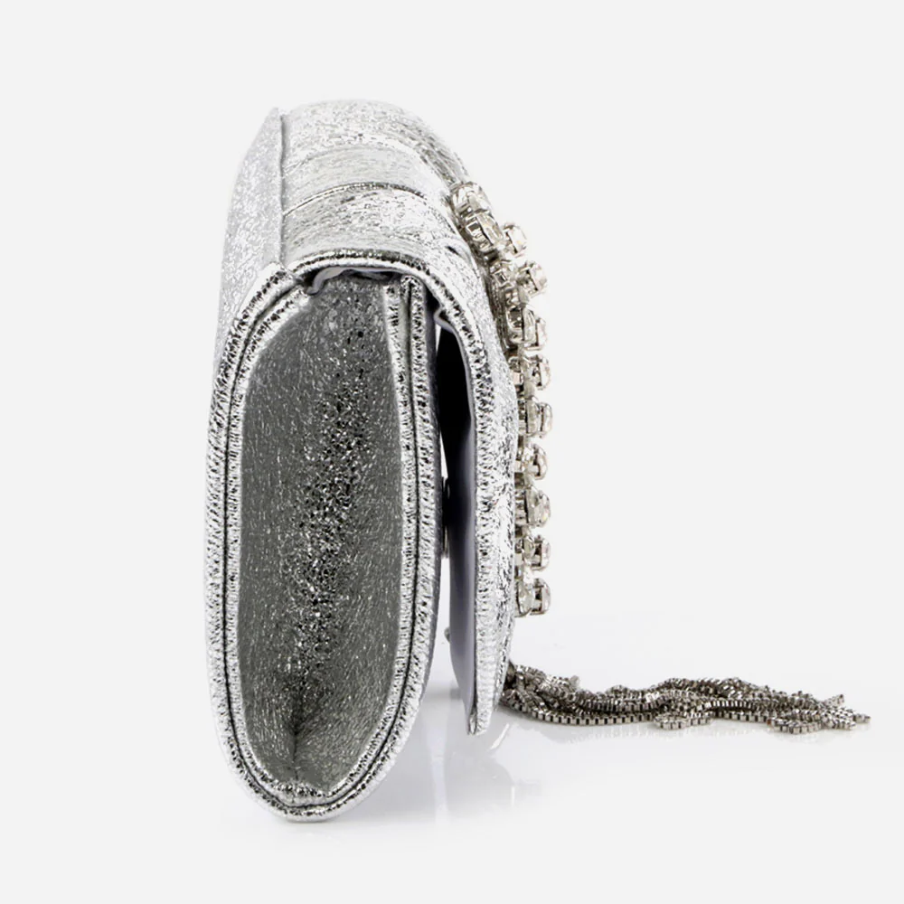 Ladies Shimmery Broach Detailing Evening Clutch Bag Wedding Handbag Prom Purse Party Bags Birthday Gifts for Her - Image 4