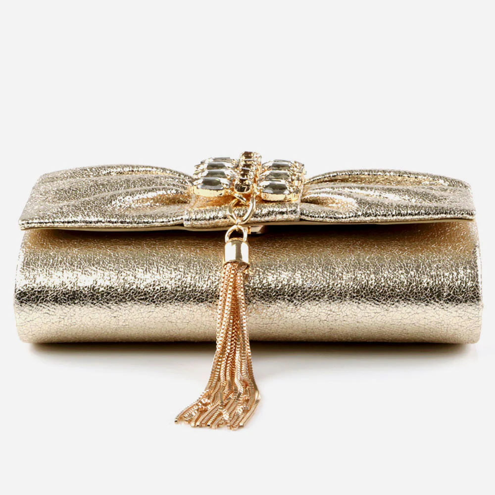 Ladies Shimmery Broach Detailing Evening Clutch Bag Wedding Handbag Prom Purse Party Bags Birthday Gifts for Her - Image 2