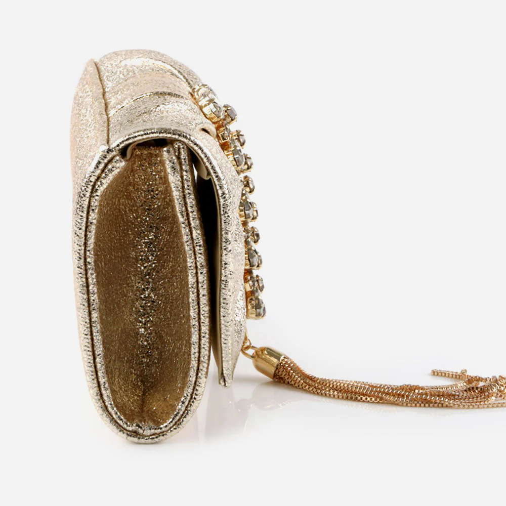 Ladies Shimmery Broach Detailing Evening Clutch Bag Wedding Handbag Prom Purse Party Bags Birthday Gifts for Her - Image 4