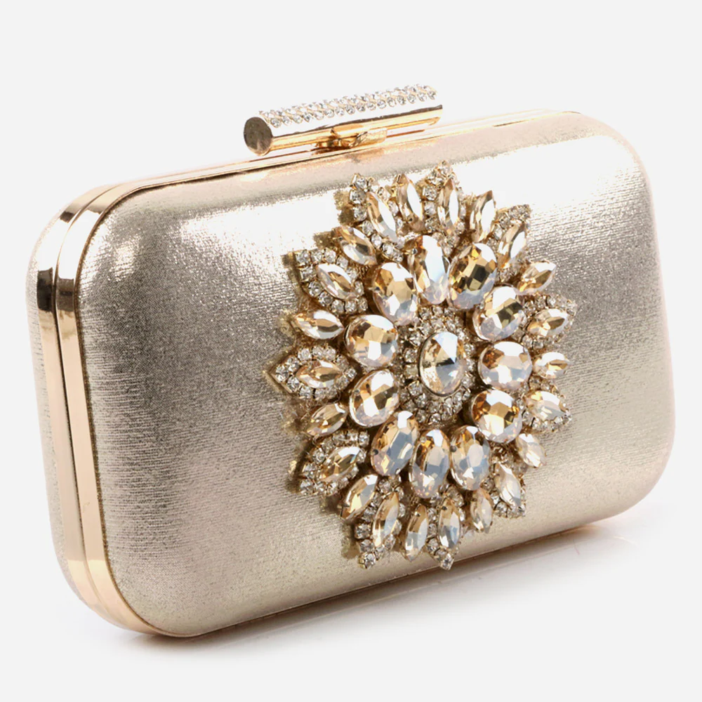 Ladies Wedding Handbags Handmade Crystal Adorned Broach Metal Framing Birthday Gift for Her
