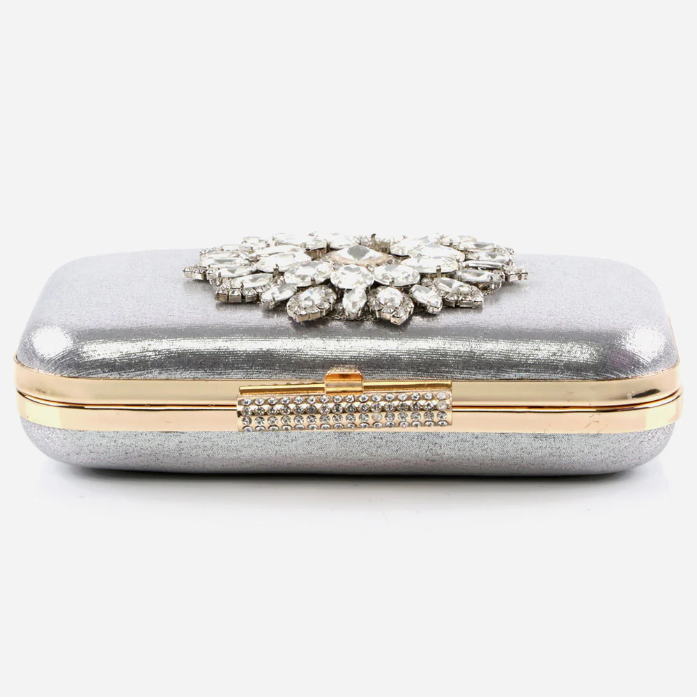 Ladies Wedding Handbags Handmade Crystal Adorned Broach Metal Framing Birthday Gift for Her - Image 2