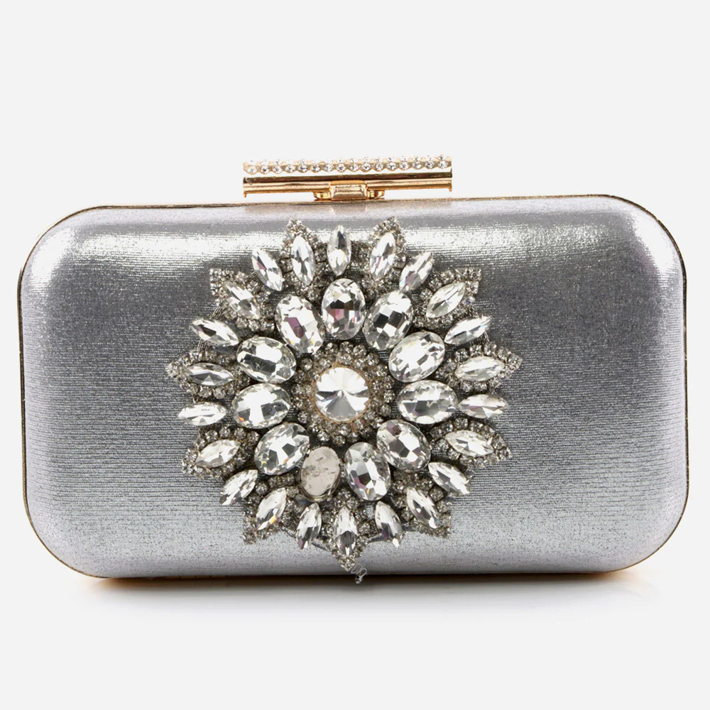 Ladies Wedding Handbags Handmade Crystal Adorned Broach Metal Framing Birthday Gift for Her - Image 3