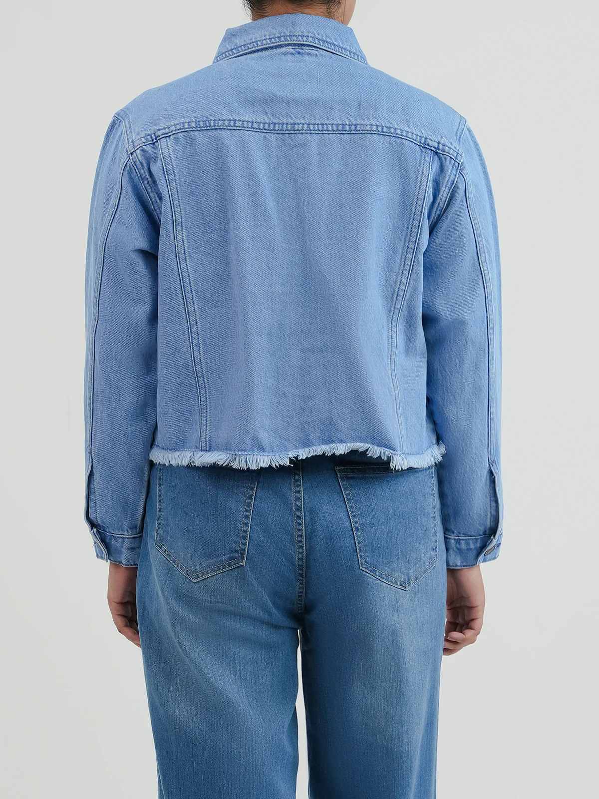 "LOPAKA" Relaxed Cropped Denim Jacket - Image 6