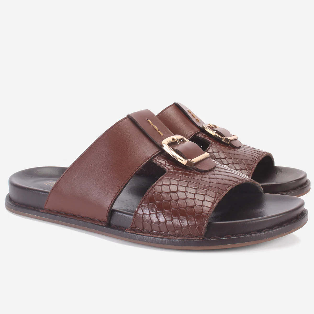 Men "KITZ" Leather Open Toe Summer Slippers - Image 2
