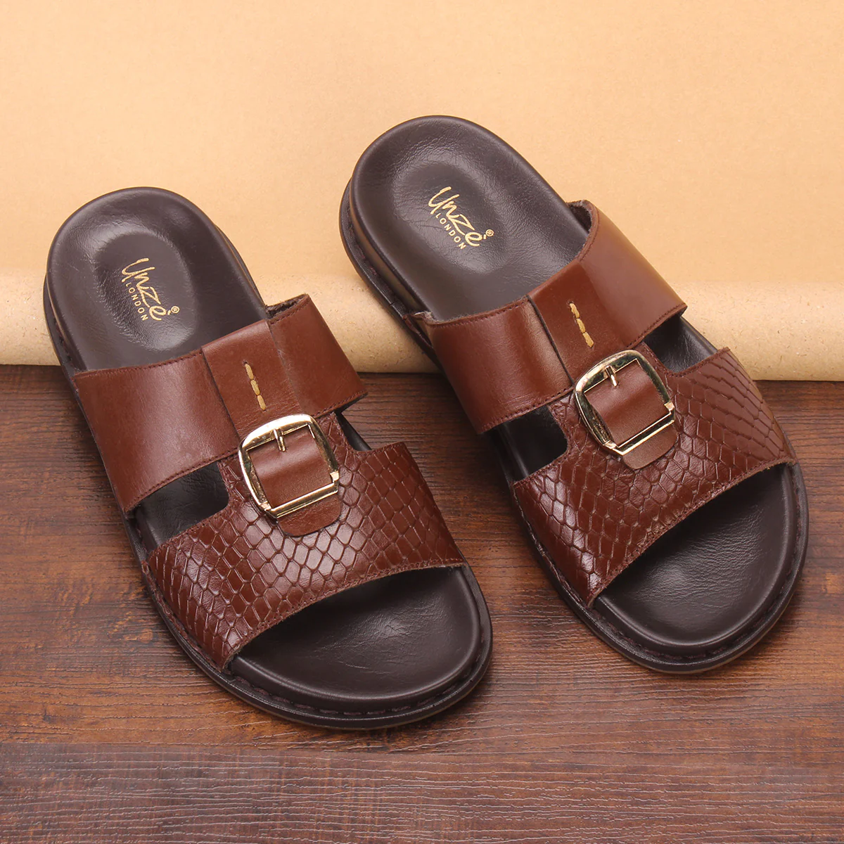 Men "KITZ" Leather Open Toe Summer Slippers - Image 6