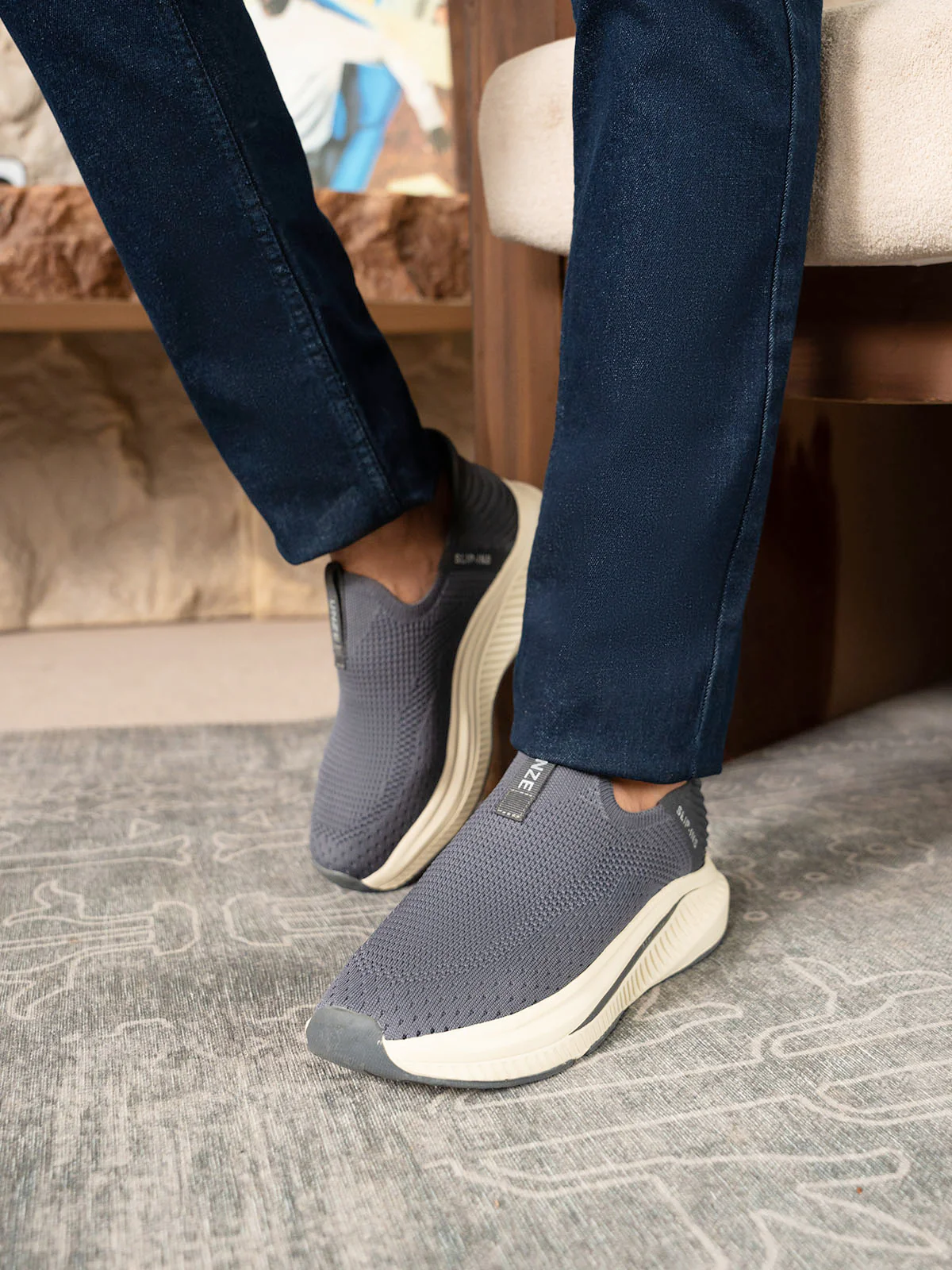 Men "UZAIF" Breathable Fabric Trainers - Image 6