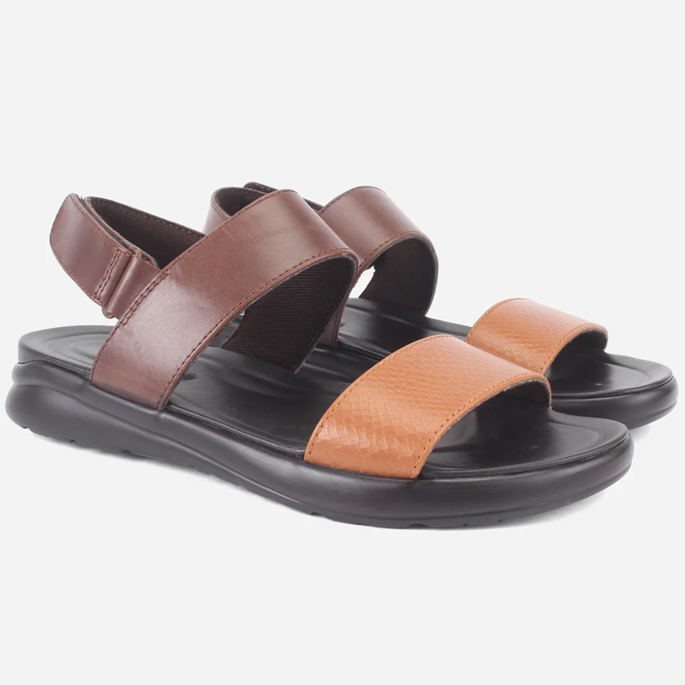Mens "ALEY" Leather Velcro Everyday Summer Sandals - Image 2