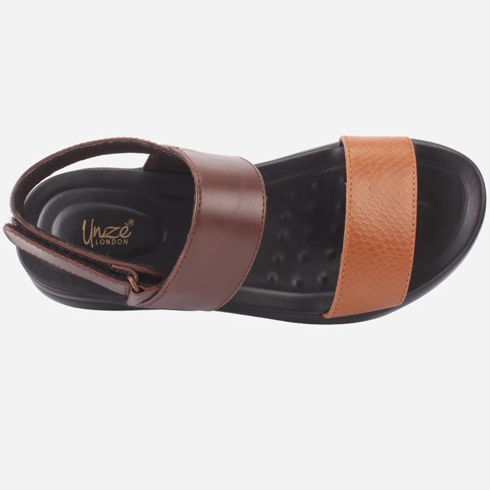 Mens "ALEY" Leather Velcro Everyday Summer Sandals - Image 4