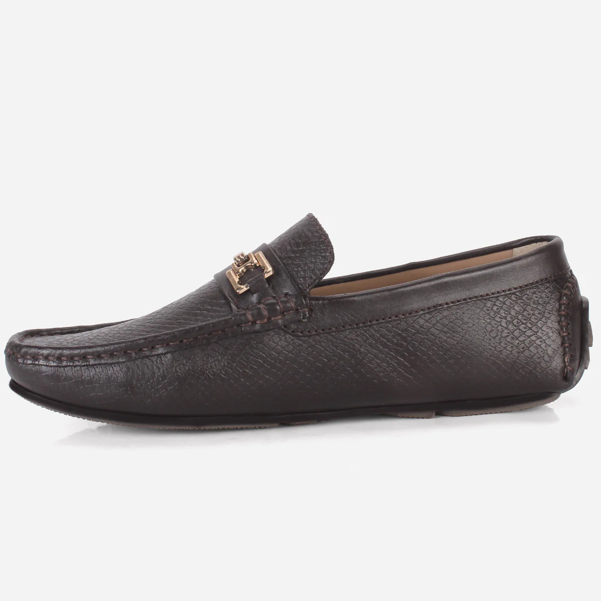 Men's "ALPHA" Textured Leather Moccasins Shoes - Image 3