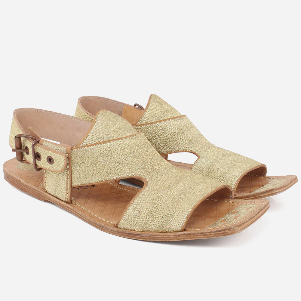 Men's "EARL" Full Leather Traditional Embroidered Casual Kohati Sandals - Image 2