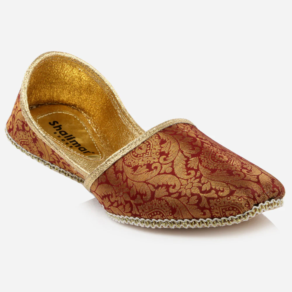 Mens Gents Designed Groom Leather Shoes Wedding Traditional Indian Khussa Pumps Maroon 6-12 UK Sizes