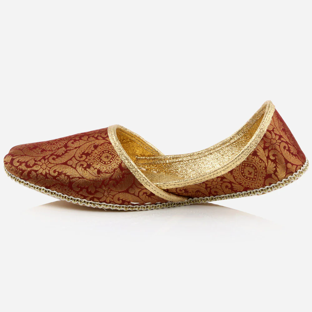 Mens Gents Designed Groom Leather Shoes Wedding Traditional Indian Khussa Pumps Maroon 6-12 UK Sizes - Image 3
