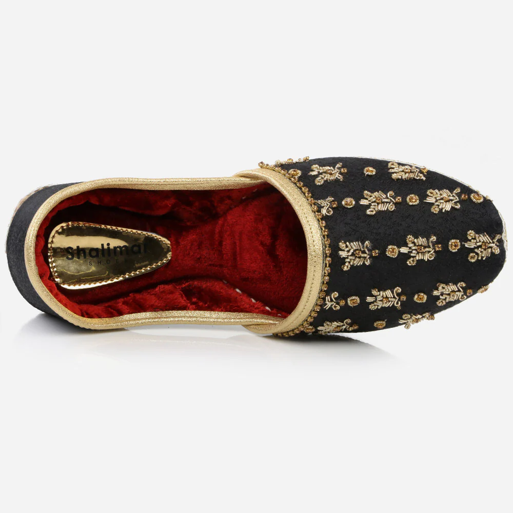 Mens Gents Embroidered Decorated Groom Leather Shoes Wedding Traditional Indian Khussa Mojaris Pumps Size - Image 4