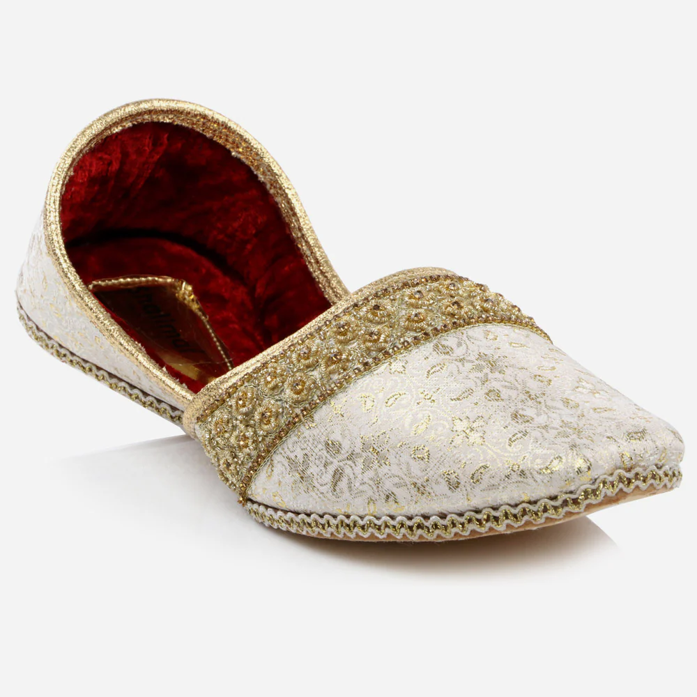 Mens Gents Embroidered Jamawar Groom Leather Shoes Wedding Traditional Indian Khussa Flats Slip-ons Mojaris Pumps Sizes