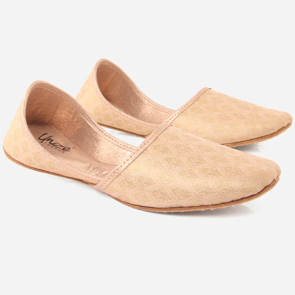 Mens Gents Jacquard Wedding Shoes Groom Leather Handcrafted Traditional Indian Khussa Pumps - Image 2