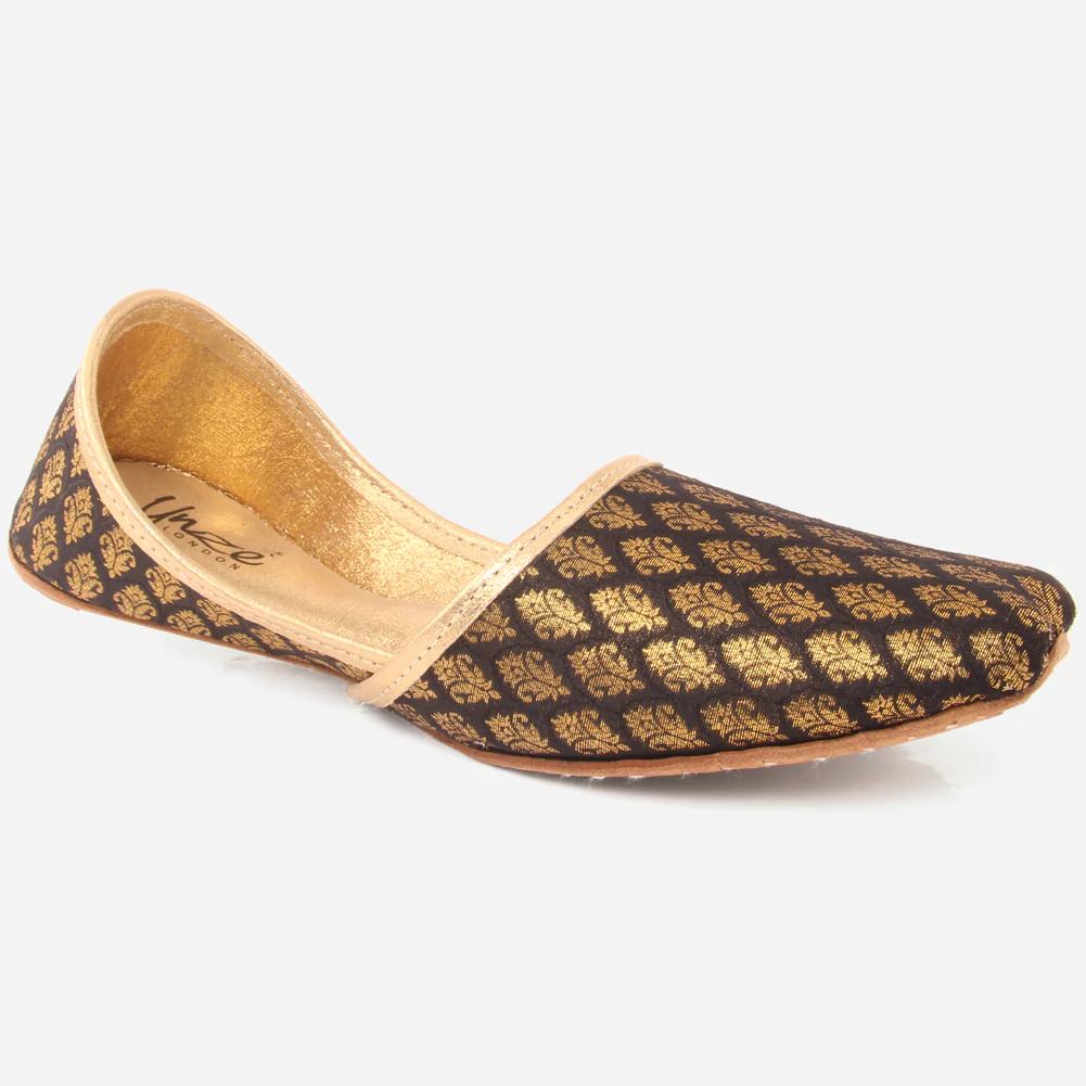Mens Gents Jacquard Wedding Shoes Groom Leather Handcrafted Traditional Indian Khussa Pumps
