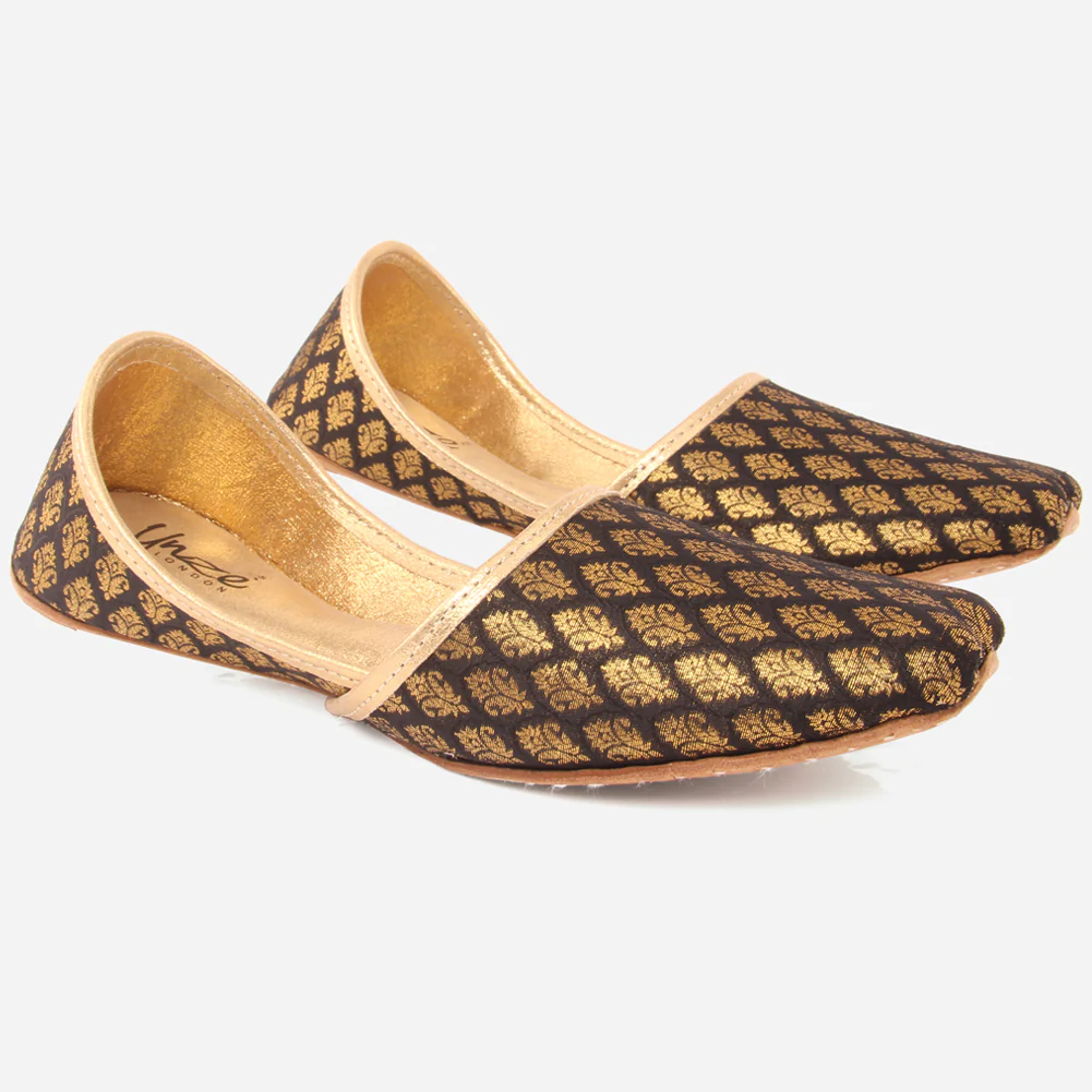 Mens Gents Jacquard Wedding Shoes Groom Leather Handcrafted Traditional Indian Khussa Pumps - Image 2