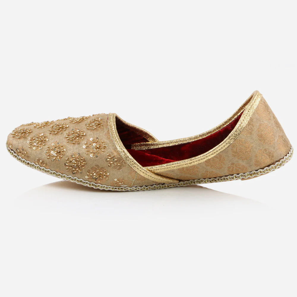 Mens Gents Sequins Embroidered Groom Leather Shoes Wedding Traditional Indian Khussa Mojaris Pumps Size - Image 3