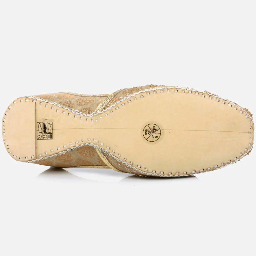 Mens Gents Sequins Embroidered Groom Leather Shoes Wedding Traditional Indian Khussa Mojaris Pumps Size - Image 5