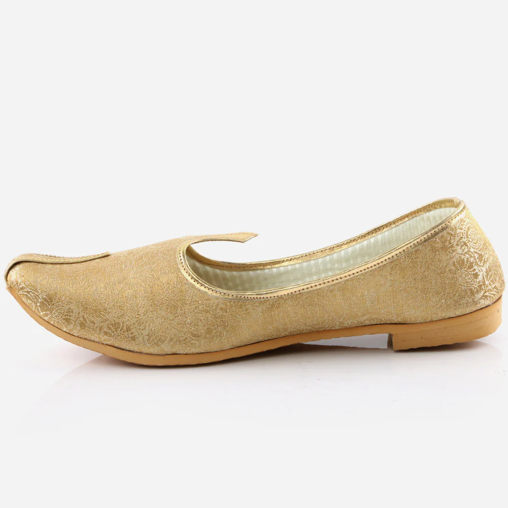 Mens Gents Traditional Jamawar Leather Handmade Indian Khussa Wedding Groom Flat Slip-ons Handcrafted Jotis Mojaris Shoes - Image 3