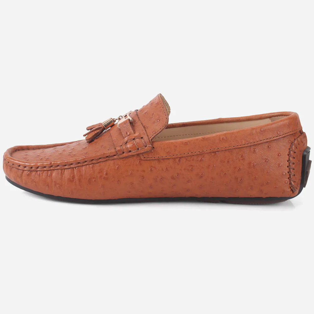 Mens "JOSHEPH" Leather Flat Slip Ons Moccasins - Image 3