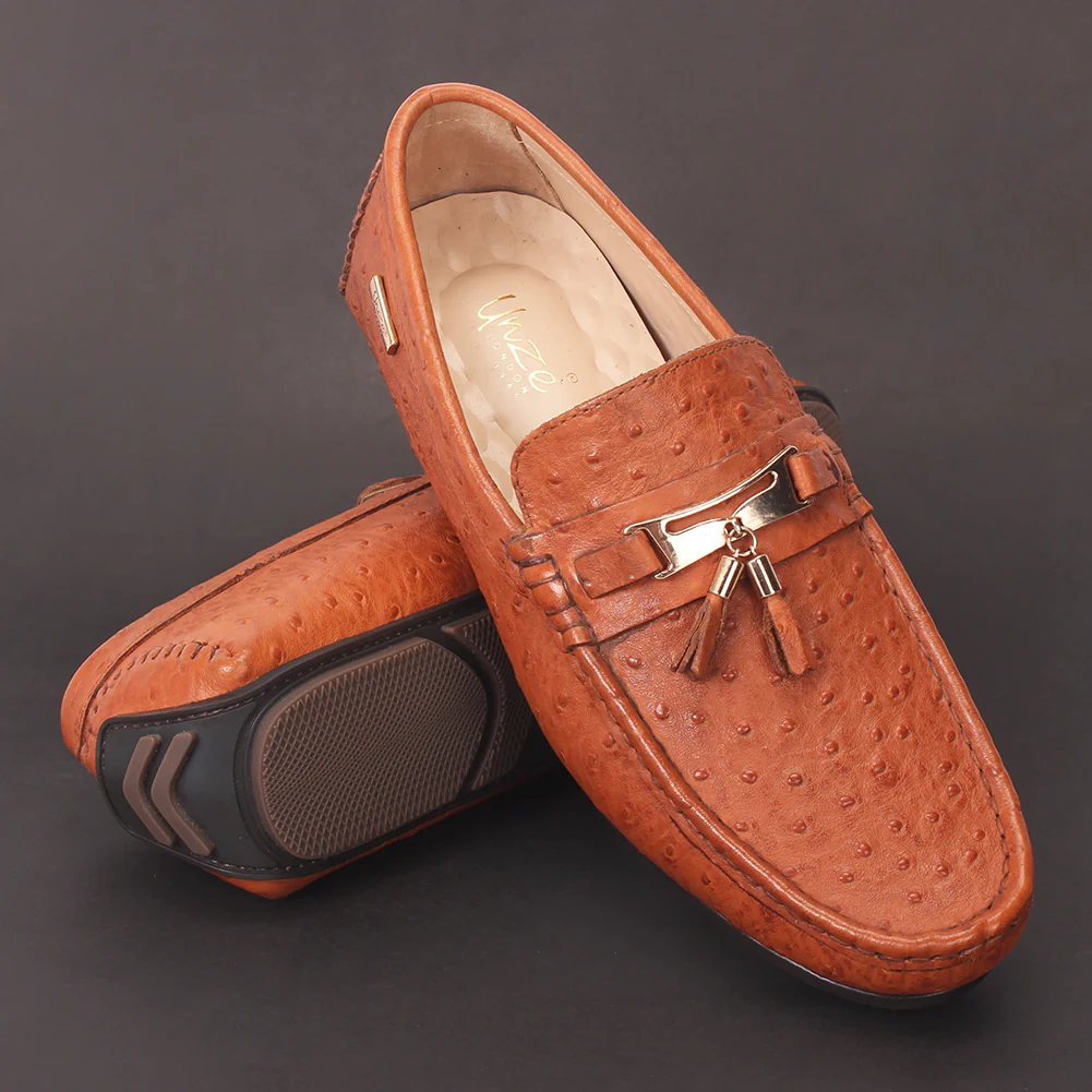 Mens "JOSHEPH" Leather Flat Slip Ons Moccasins - Image 6