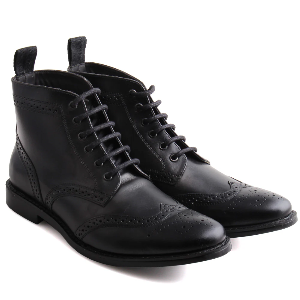 Mens Leather 'Taylor' Lace Up Brogue Ankle Boots
