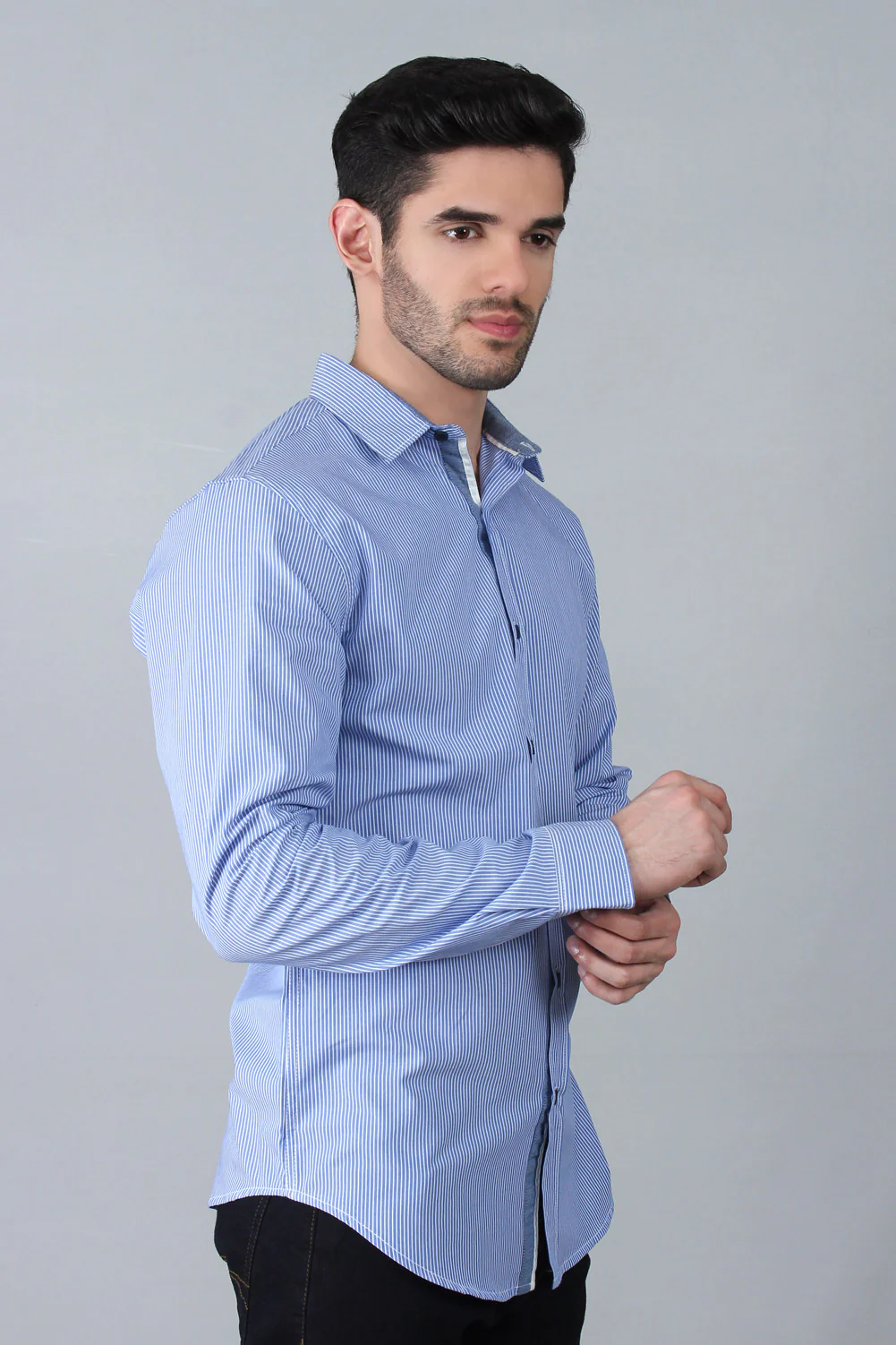 Men's "LYLA" Slim-Fit Long-Sleeve Plaid Poplin Shirt - Image 4