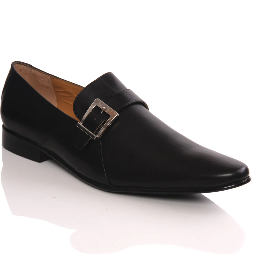Mens ‘Nunn’ Leather Buckled Pointy Derby Office Shoes