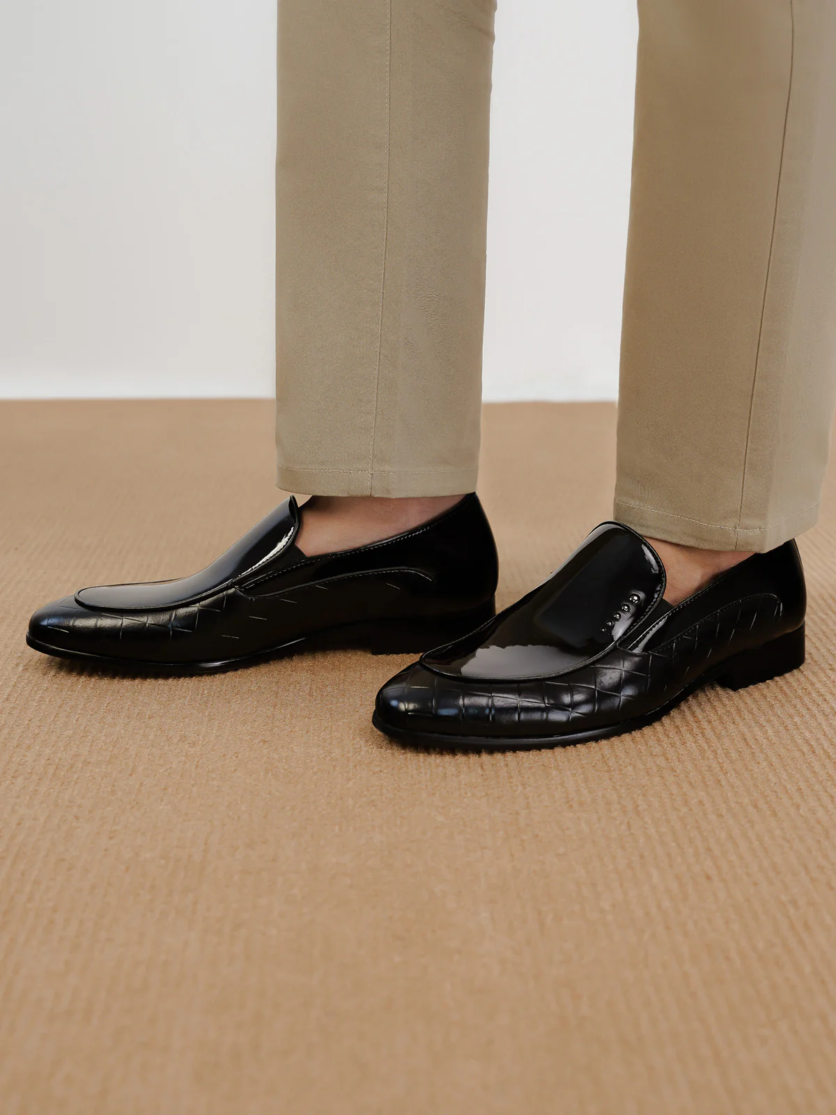 Mens "REYES" Shiny Moc Style Formal Leather Shoes - Image 3