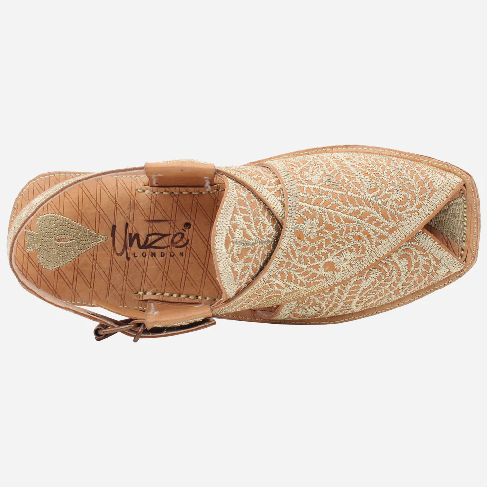 Men's "TOM" Full leather Traditional Casual Embroidered Sandals - Image 4
