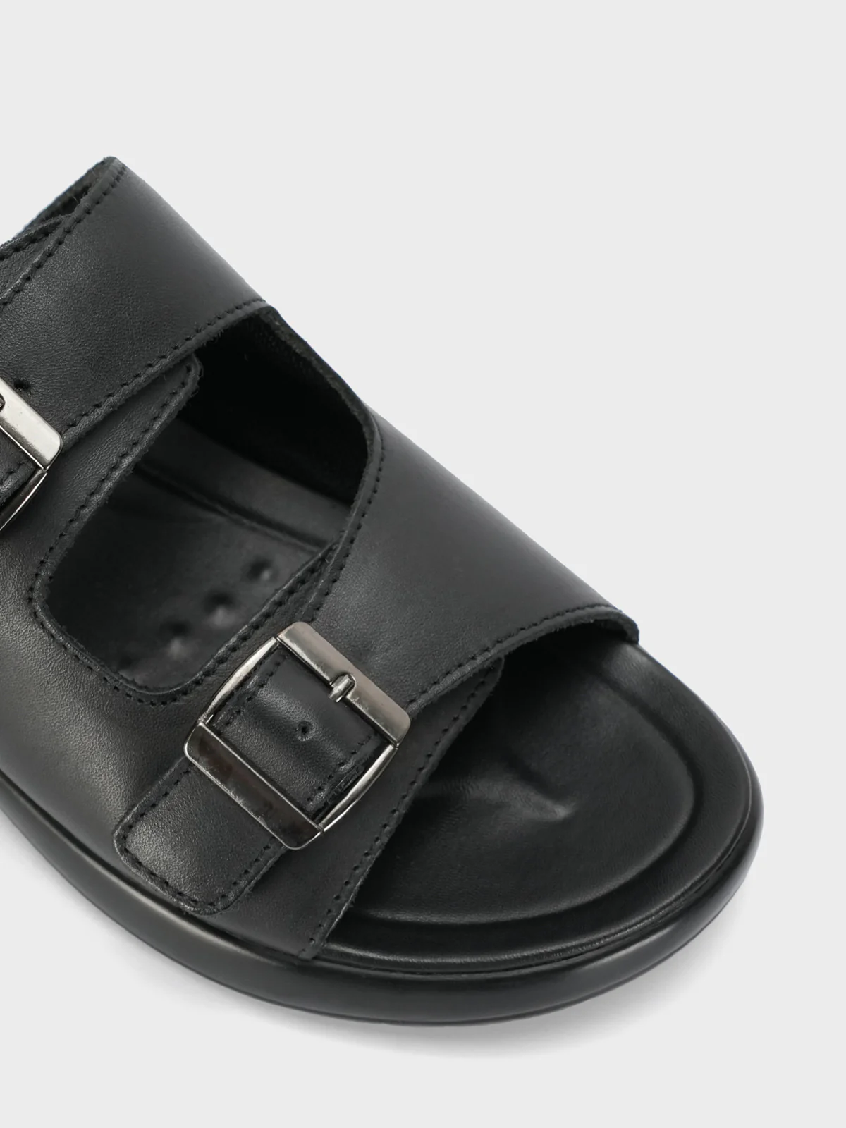Mens "TRAIZ" Buckled Open Toe Leather Slippers - Image 4