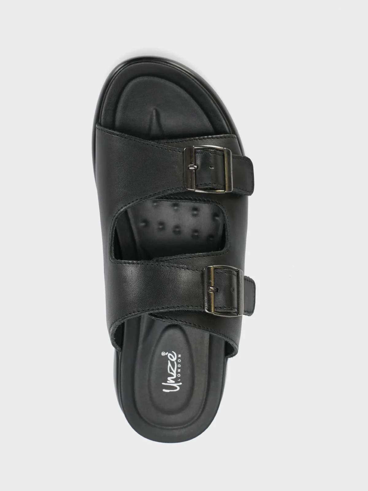 Mens "TRAIZ" Buckled Open Toe Leather Slippers - Image 5