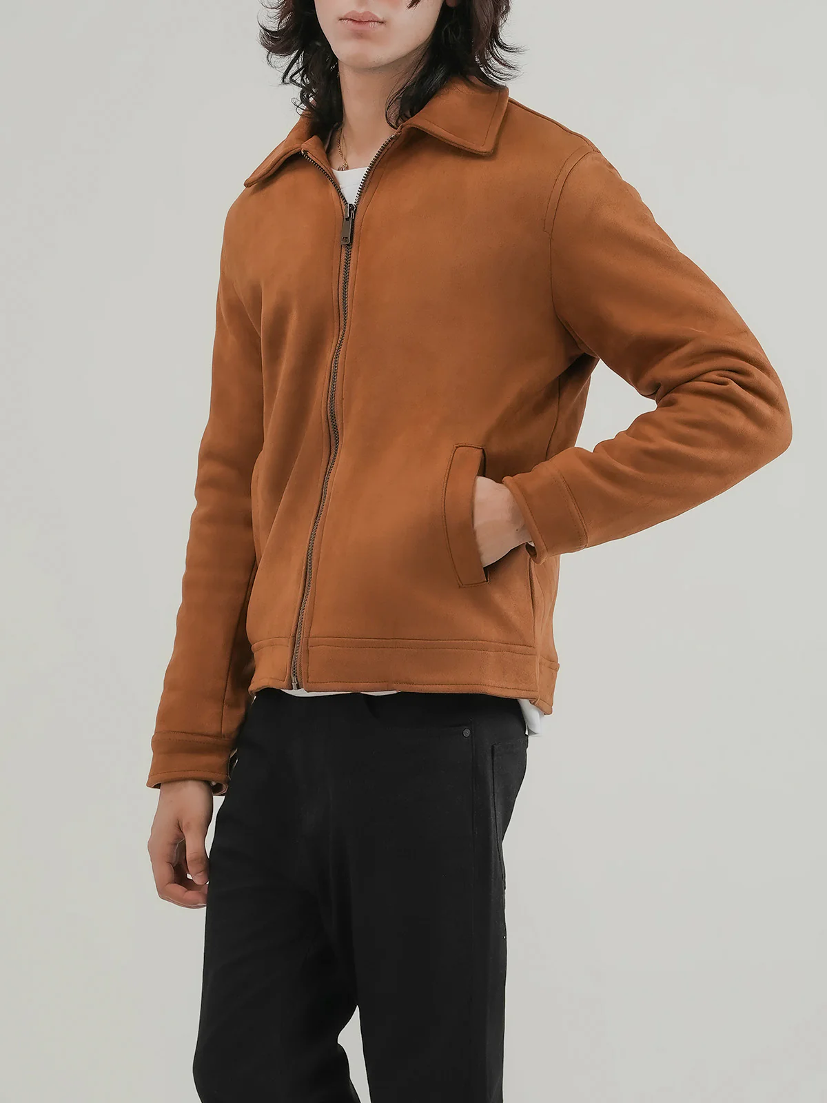 "PAOLA" Regular Fit Suede Jacket - Image 3