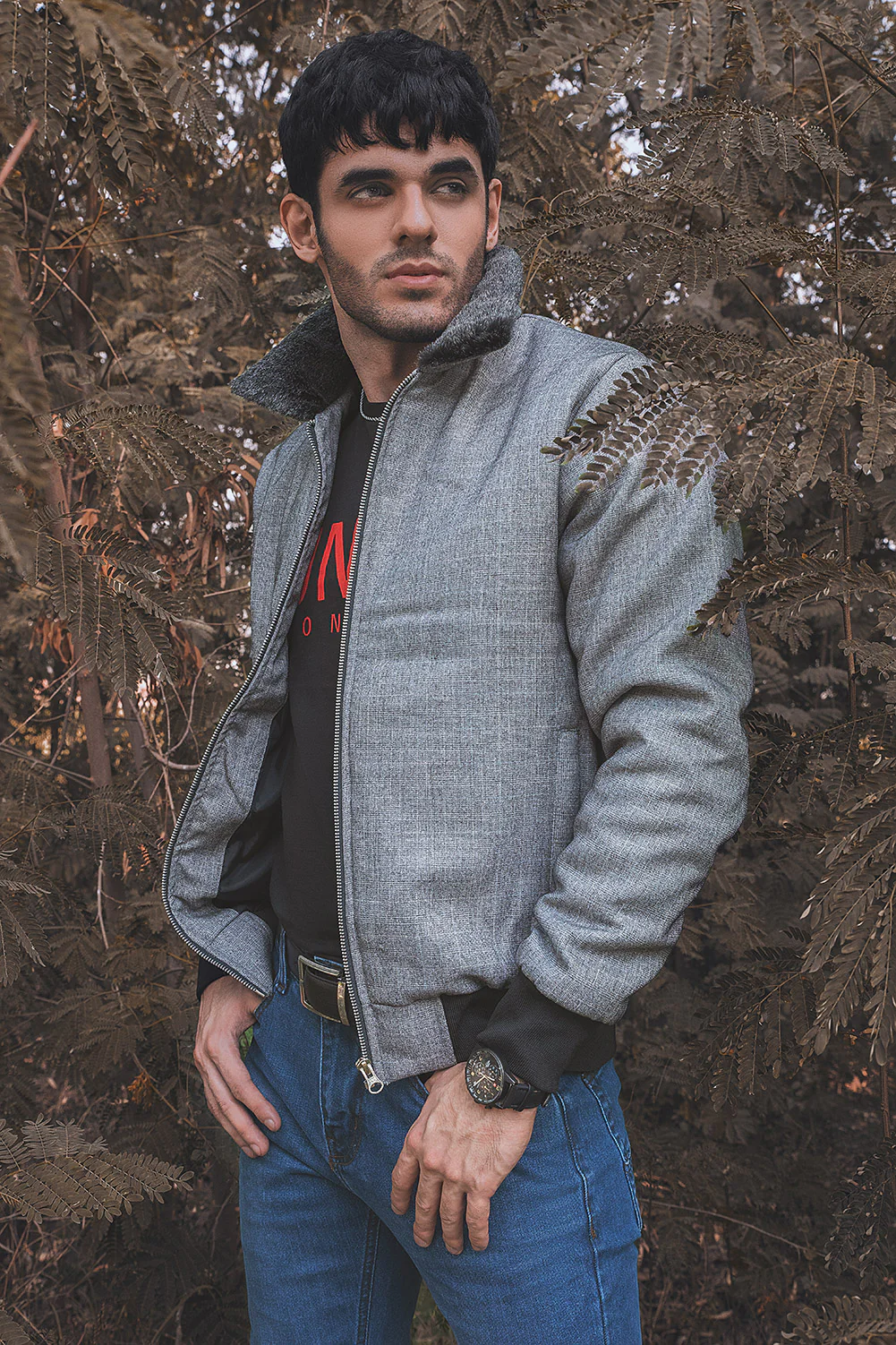 "PEAKY" Winter Warm Fur Collar Trucker Jacket - Image 2