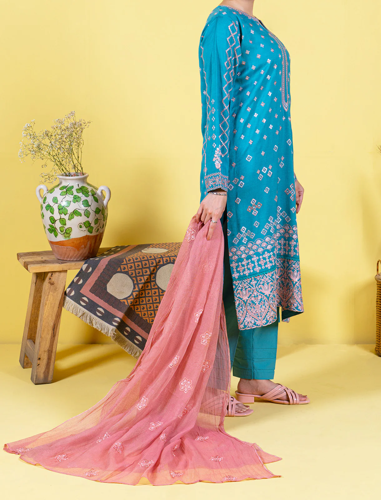 "RIZZO" Cotton Net Stitched Two Piece Suit - Image 2