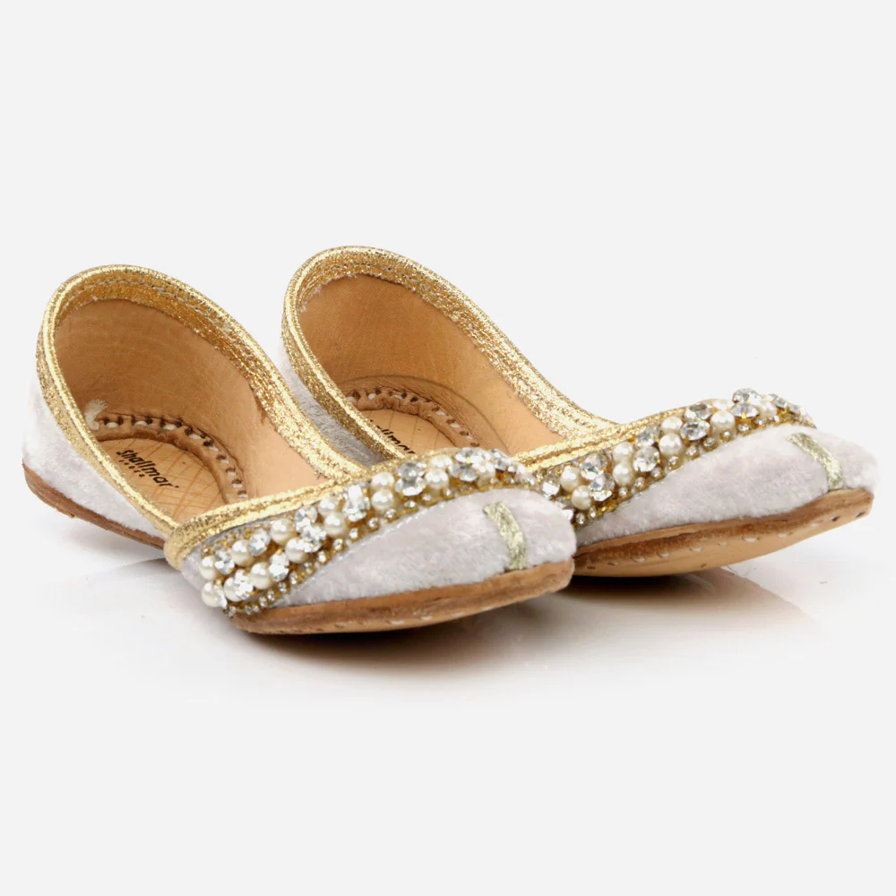 Shalimar Baby Infants Crystals Diamantes Traditional Indian Handmade Leather Khussa Jutti Mojari Children Pumps Shoes Size 1-13 UK Child - Image 2