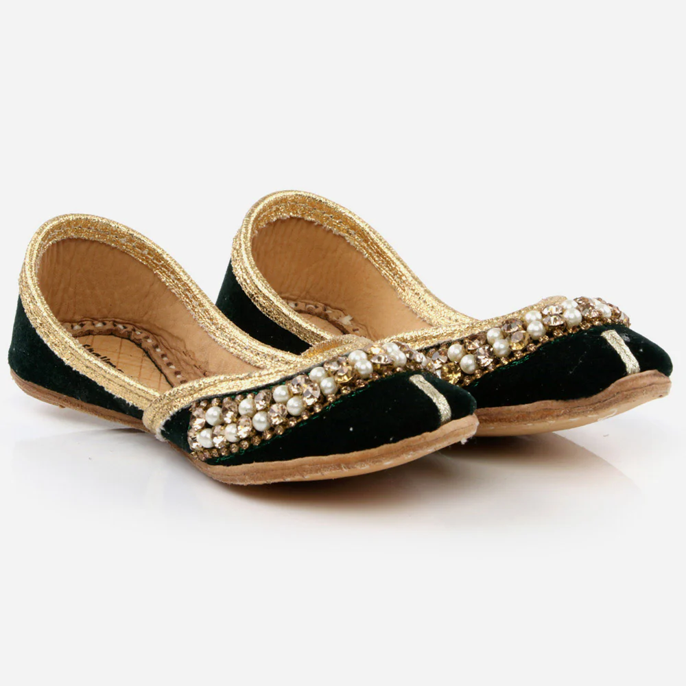 Shalimar Baby Infants Crystals Diamantes Traditional Indian Handmade Leather Khussa Jutti Mojari Children Pumps Shoes Size 1-13 UK Child - Image 2