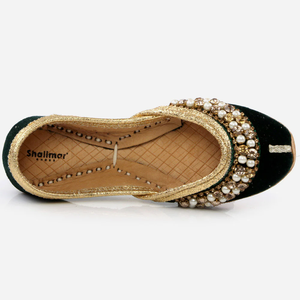 Shalimar Baby Infants Crystals Diamantes Traditional Indian Handmade Leather Khussa Jutti Mojari Children Pumps Shoes Size 1-13 UK Child - Image 3