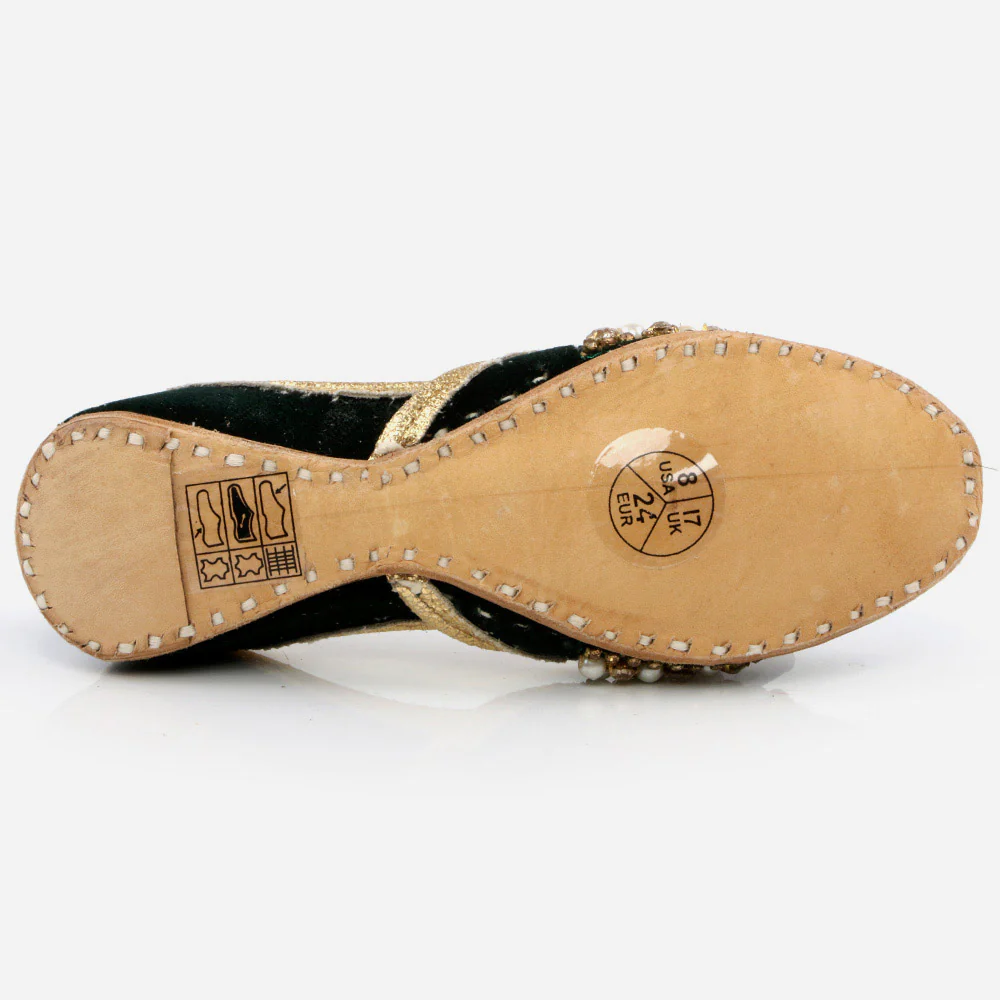 Shalimar Baby Infants Crystals Diamantes Traditional Indian Handmade Leather Khussa Jutti Mojari Children Pumps Shoes Size 1-13 UK Child - Image 4